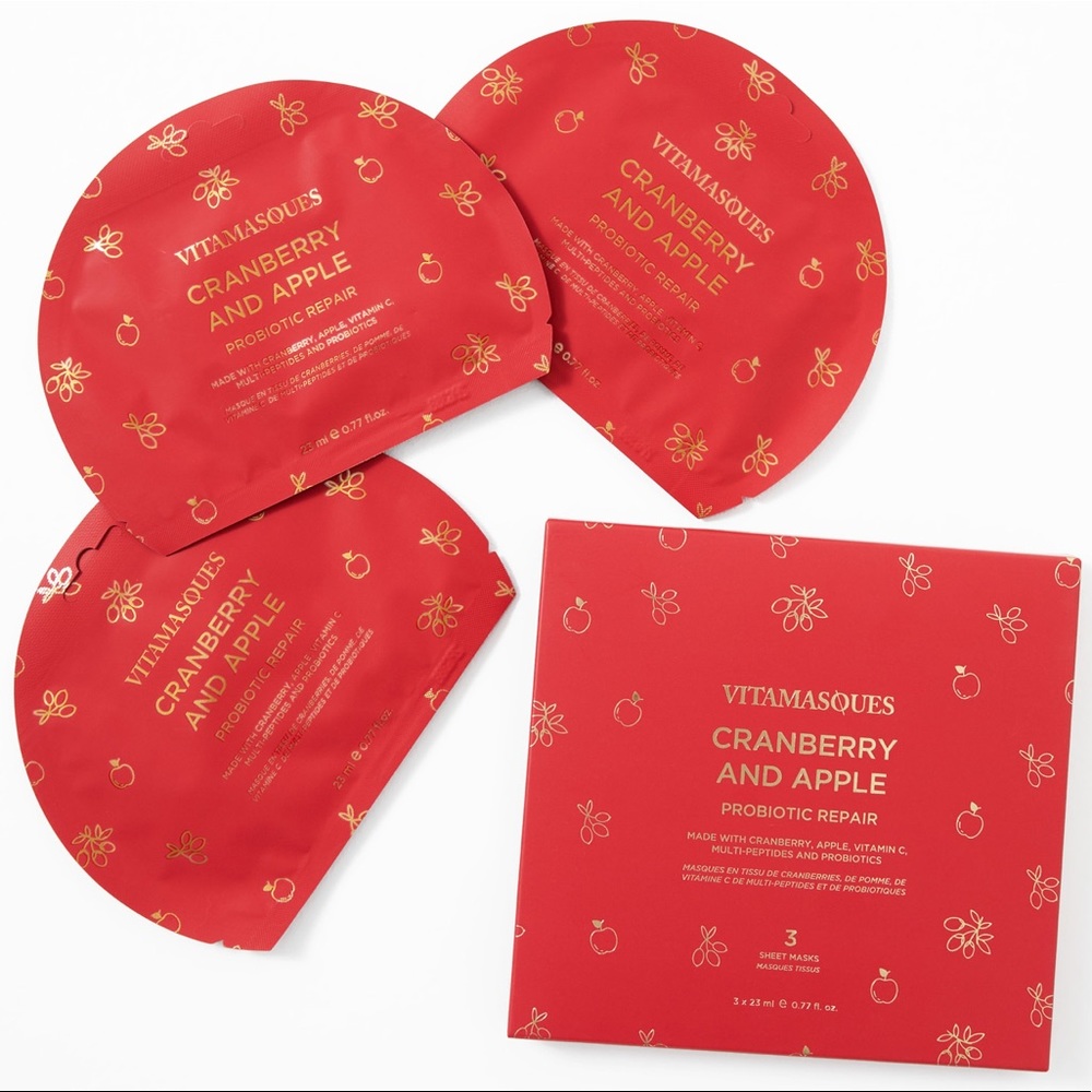 🌹2/$30🌹🆕Vitamasques Sheet Mask Set - 3 pieces - Cranberry & Apple